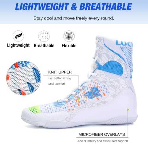 Image of Mens Boxing Shoes High Top Lightweight Breathable Boxing Boots with Ankle Support for Training and Sparring LS198
