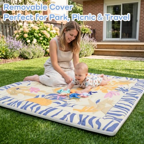 Image of 1.6 inch Thick Baby Play Mat, 50x50 Removable & Machine Washable Cover