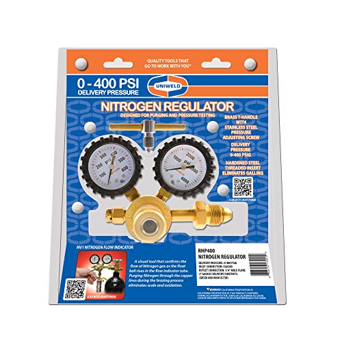 Uniweld RHP400 Nitrogen Regulator with 0-400 PSI Delivery Pressure, CGA580 Inlet Connection and 1/4-Inch Male Flare Outlet Connection - Image 6