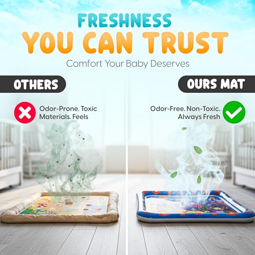 Image of Tummy Time Water Play Mat for Babies Infant Sensory Activity Toy Baby Play pad for Newborn Development Inflatable Floor Toy for 3 to 24 Months, stimulation growth, strengthen baby muscles