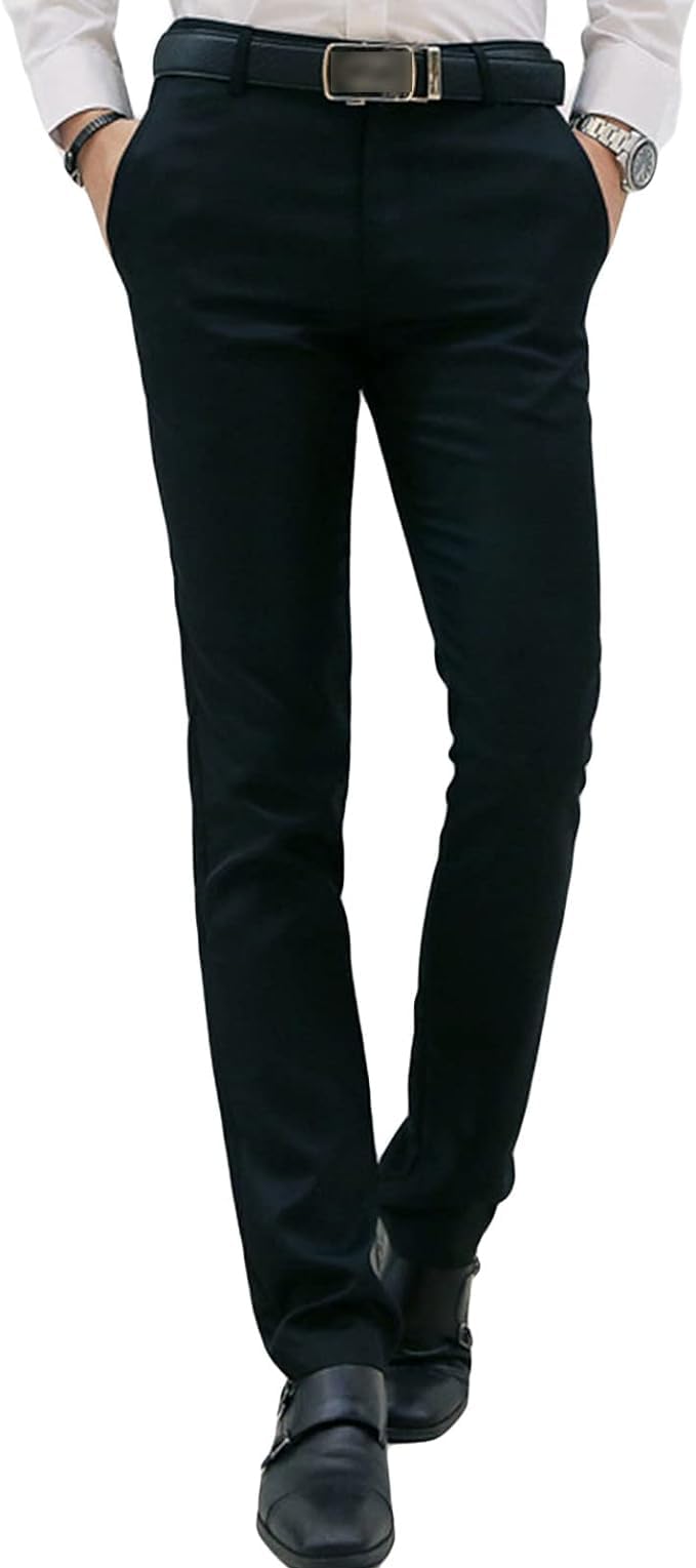 Maiyifu-GJ Mens Casual Business Dress Pants Fashion Slim Fit Stretch Flat Front Pant Lightweight Skinny Formal Trousers
