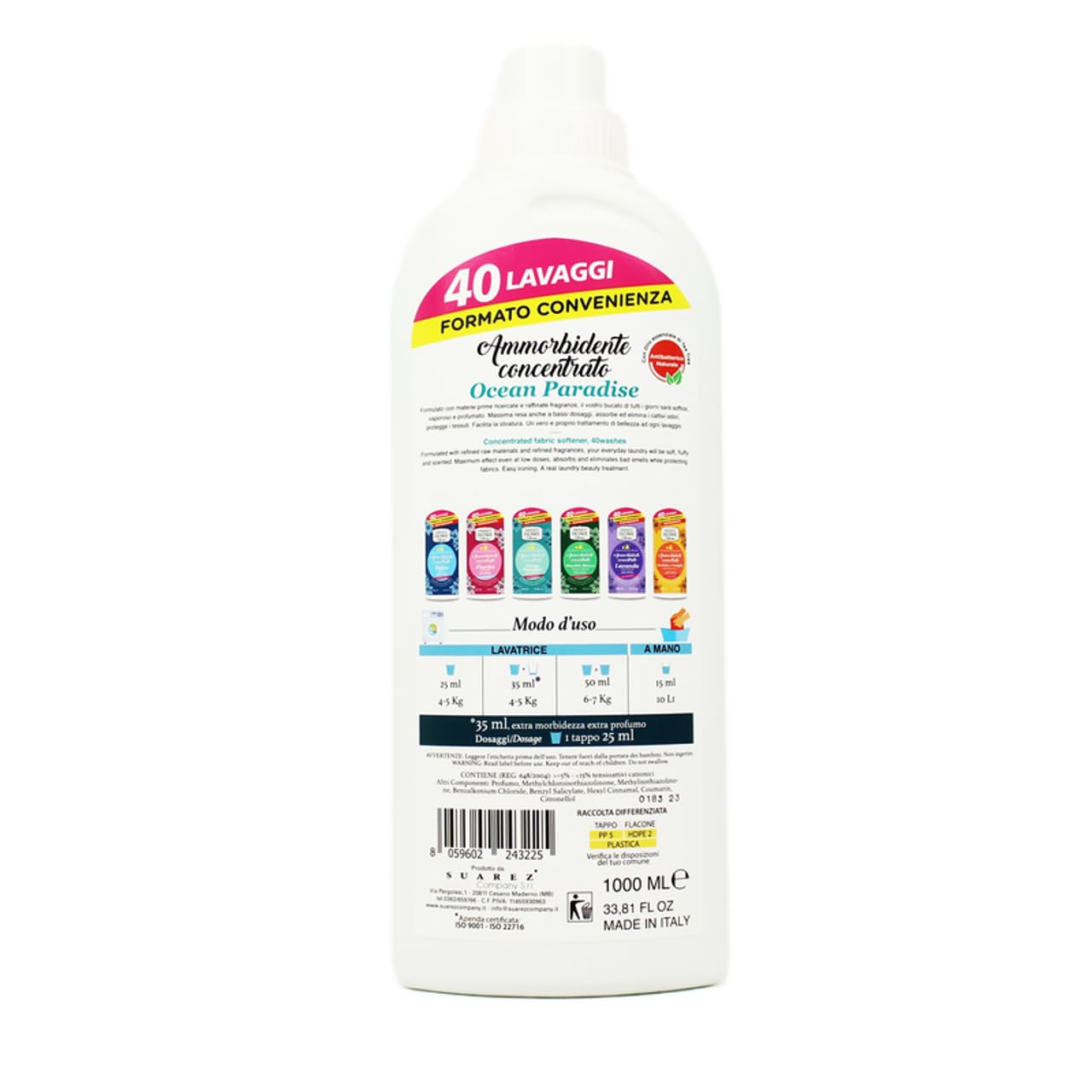 Sweet Home Ammorbidente Concentrato Ocean Paradise, ammorbidente concentrato, 40 lavaggi, 1000 ml + portachiavi Beni Culinari