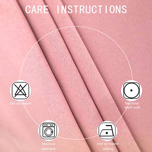 Image of LEMOMO Pink Thermal Blackout Curtains /52 x 95 Inch /Set of 2 Panels Room Darkening Curtains for Bedroom