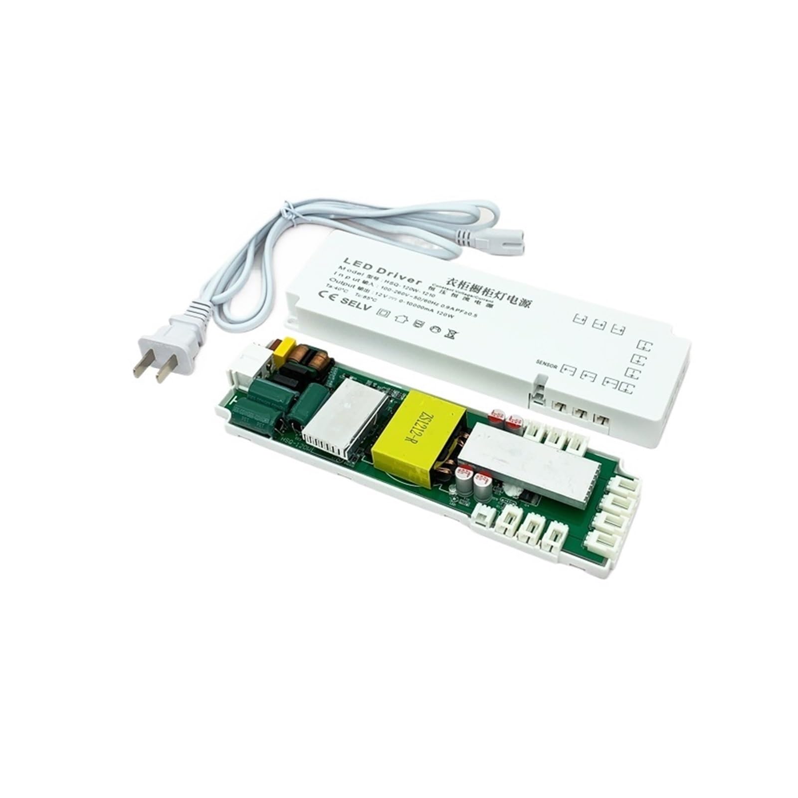 PWANUIGTE Wardrobe Cabinet Light Power Supply 12V Ultra-Thin Induction Port Showcase Wine Layer Linear Transformer(DC24V 120W 10 ports)