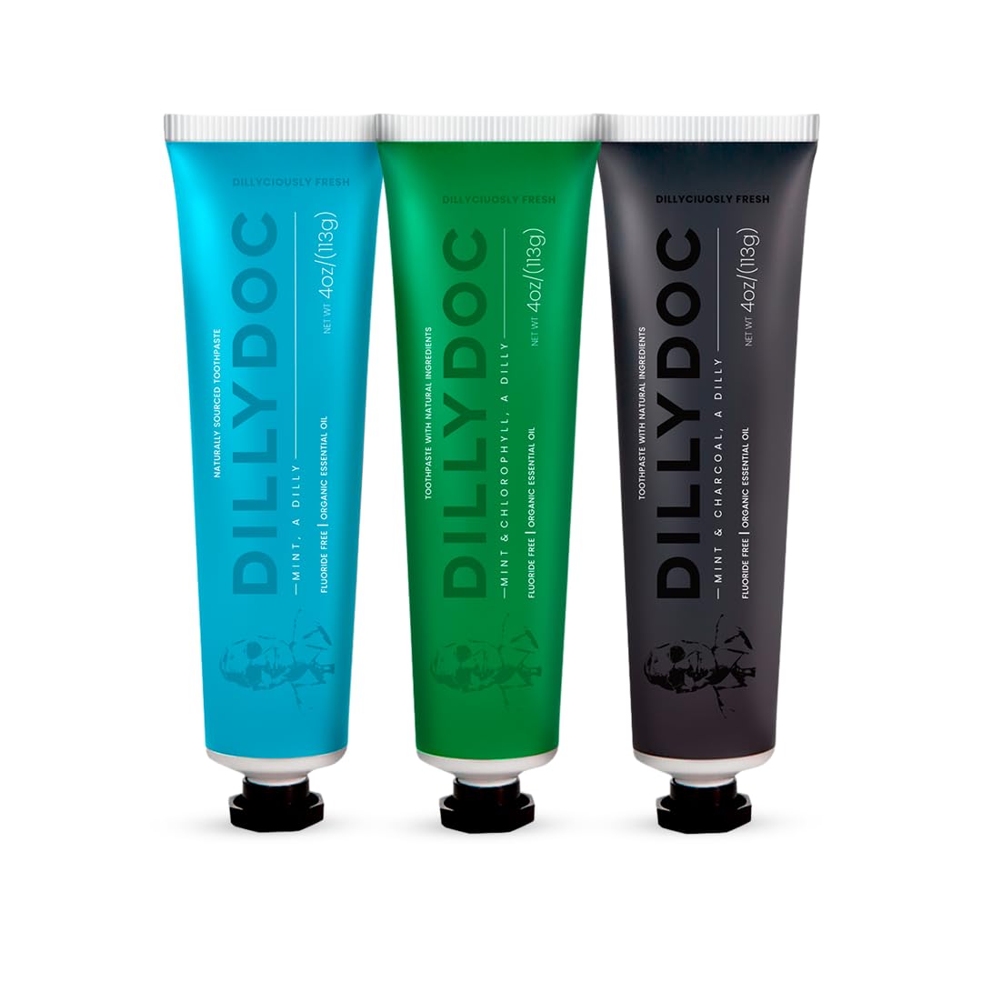 DILLYDOC - Fluoride-Free Mint Toothpaste for Fresh Breath, Gentle on Teeth, Natural Ingredients, Eco-Friendly Bioplastic Tube, Sustainable Oral Care