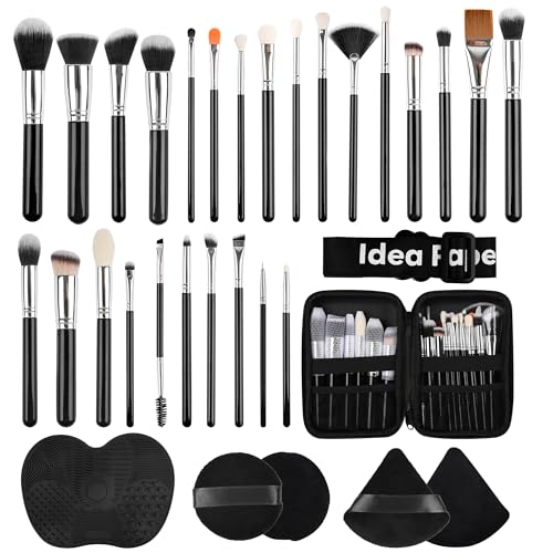 Makeup Brushes 32 Pcs Makeup Kit, Travel makeup brush set, Portable makeup brush set，Multi-functional Makeup Tool Set with Makeup Brush Foundation Brush Make up Brushes Set (LH32, Count, 32)