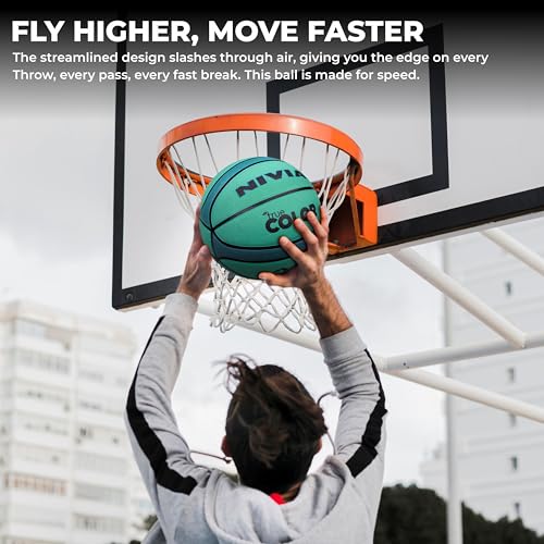 Image of Nivia True Color Basketball, As per BFI Standard, 14 Panels, Moulded Soft Rubber Cover with Pebbled Texture, Butyl Threadwounded Bladder, Made for Tournaments, To Play on All Indoor & Outdoor Surfaces