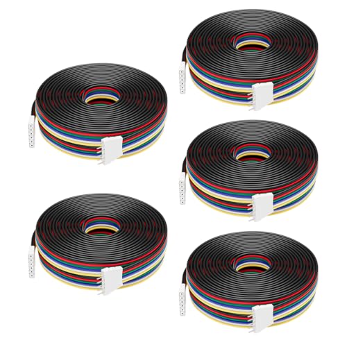 BTF-LIGHTING 6PIN 22AWG JST SM LED Connector 5pcs/Pack Male Female Connector with 2m Cable for PWM SMD FCOB RGBCCT LED Strip Without Soldering Controller Wire