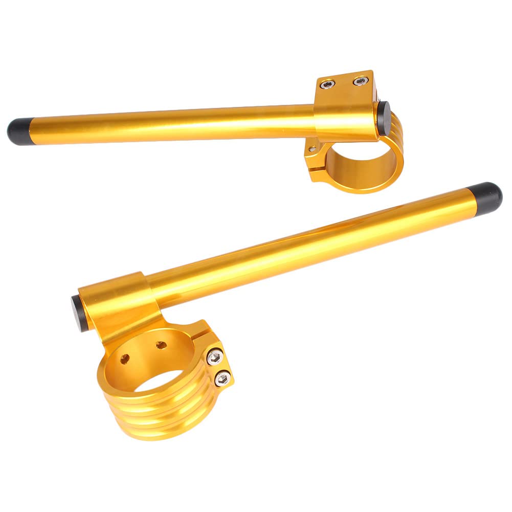 Cninba13 43MM Motorcycle Clip ons Handlebar diameter 2 piece Split Clip-ons assembly Bars 7/8" Adjustable handlebars For Motorcycle cafe Racer Universal handlebars, Gold