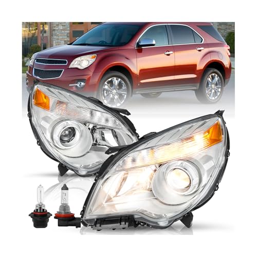 TUSDAR Headlights Assembly Fit 2010-2015 Chevy Equinox Halogen Type Projector Headlamp LH+RH Driver & Passenger Side