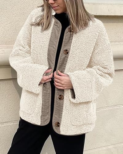 PRETTYGARDEN Women's 2025 Winter Coats Long Sleeve Button up Fuzzy Sherpa Fleece Jackets Outerwear Fall Fashion Clothes4