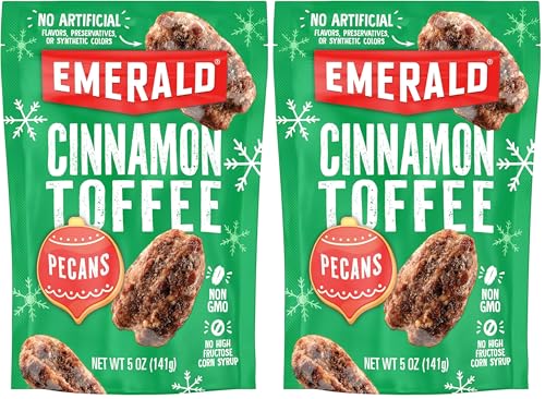 Image of Emerald Nuts Cinnamon Toffee Pecans | 5oz Resealable Bag | Kosher Dairy Certified,Non-GMO,Contains No Artificial Preservatives,Flavors or Synthetic Colors,(Pack of 2)