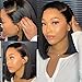 Beaushiny 4X4 Straight Short Bob Wig With Baby Hair Transparent Lace Front Wig Pre Plucked Hairline Natural Black Brazilian Virgin Human Hair Glueless 150 Density Closure Wigs For Black Women, 14 In