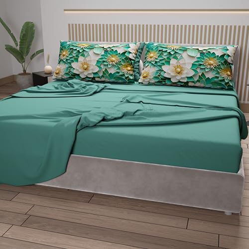 PETTI Artigiani Italiani - Lenzuola in Cotone con Federe in Stampa Digitale, Lenzuola Letto Singolo, Completo Letto Singolo, Floreale 7 Ottanio, 100% Made in Italy - Immagine 3