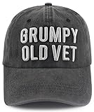 Gomcdlwn Veteran Military Hats for Men Women, Funny 3D Embroidered Grumpy Old Vet Baseball Cap, Adjustable Patriotic Army Hat, Veterans Day Birthday Retirement Gifts for Family Friend Vietnam Veteran