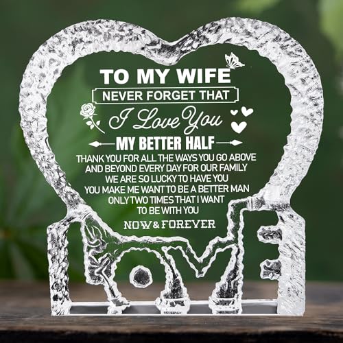 K-MLICE Mothers Day Crystal Gifts for Wife from Husband Birthday Wife Gift K9 Crystal Keepsakes Gifts for Women Her from Husband Romantic Presents