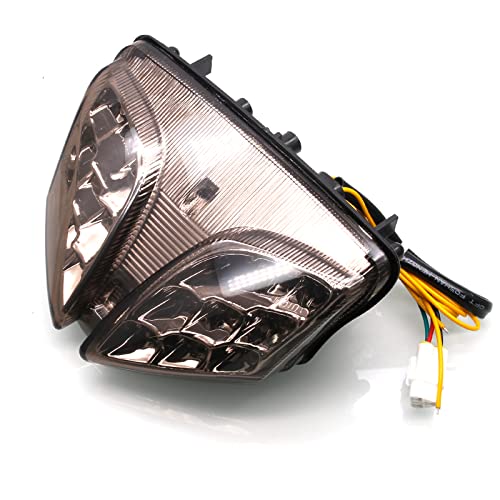 Image of MZS LED Tail Light for GSXR 600 750 08-16, GSXR1000 09-13, SV650 16-22 | Motorcycle Rear Turn Signal Blinker Running Brake Integrated, Smoke Lens, Amber Red Dual Lamp, fits GSXR600 GSXR750 GSXR 1000