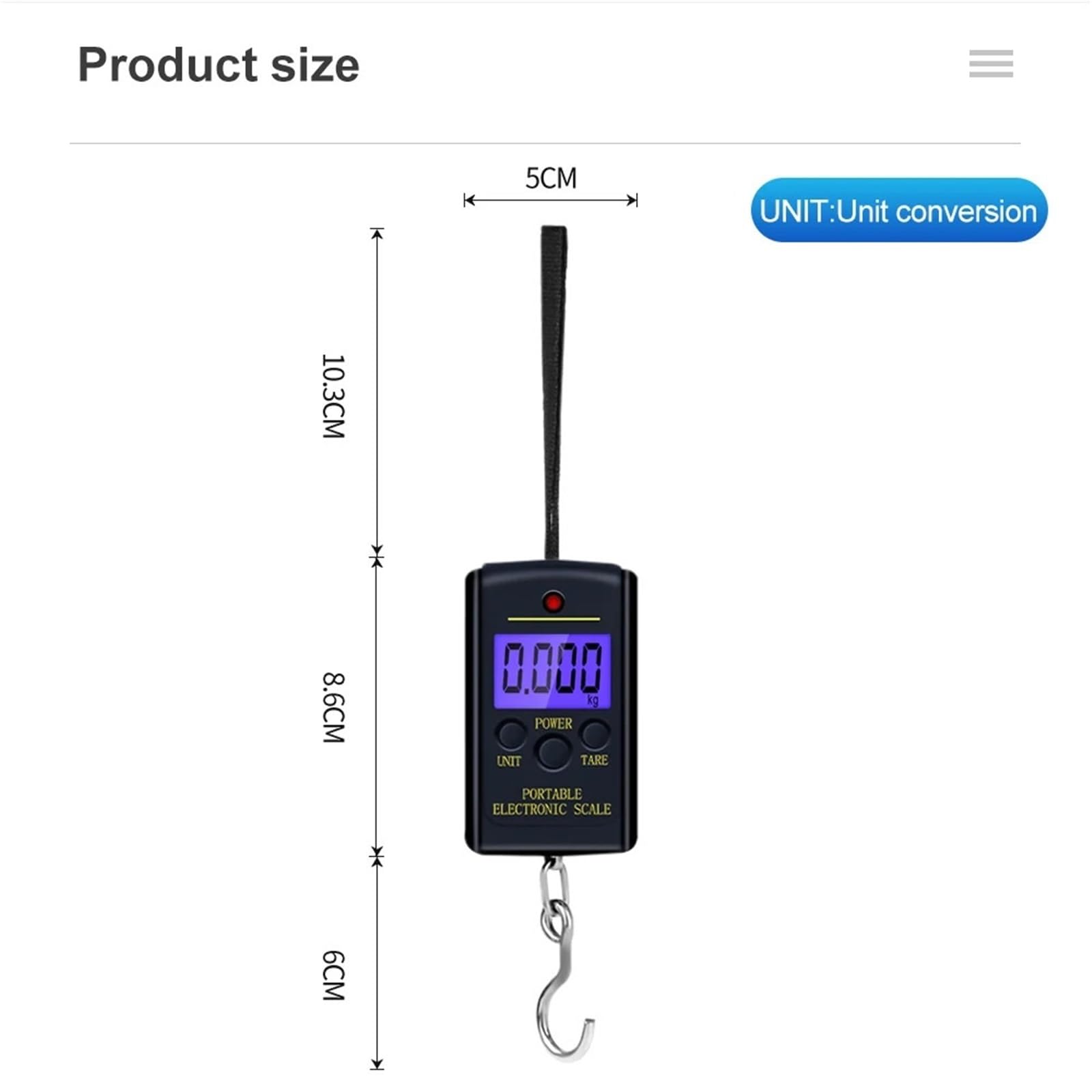Bilancia per bagagli, Bilancia digitale portatile da 5 pezzi, 40 kg/10 g, elettronica, con gancio appeso, for pesca e bagagli,per valigia da viaggio
