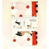 ■ Tamaño: sobre 34x90cm Sanpo-michi Gatos del pañuelo del Gato Piano Toallas de Mano Tenugui Rojo Hecho en Japón