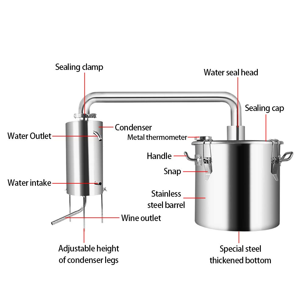 YUEWO 12-50L Small Home Steaming Stainless Steel Wine Brewing Machine Steaming Still Equipment Liquor Machine Horizontal (50L)