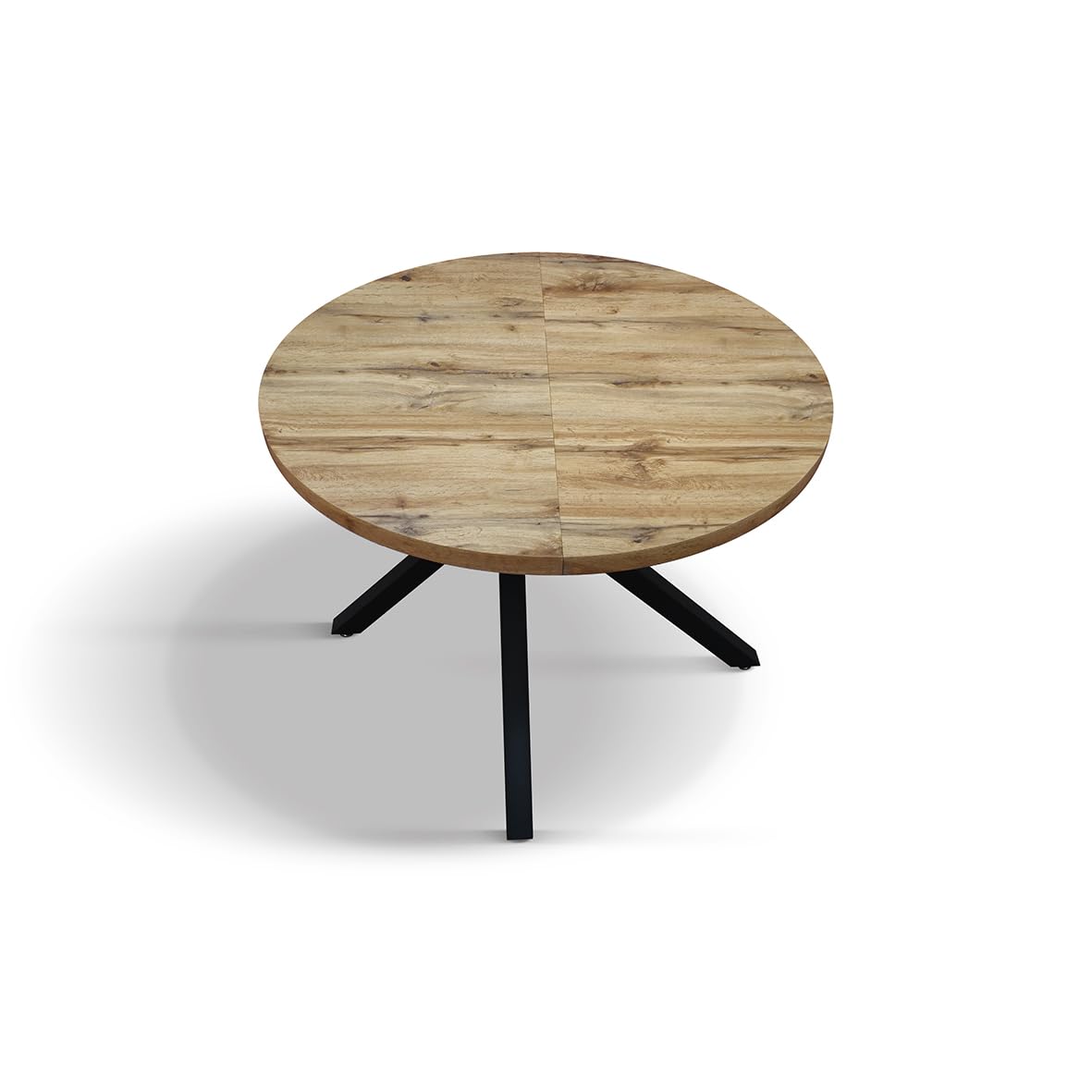 PAZZO DESIGN Tavolo rotondo allungabile Nada, tavolo da soggiorno, tavolo da cucina, gambe incrociate nere made in Italy, rovere rustico, 100x75 cm - id_2220
