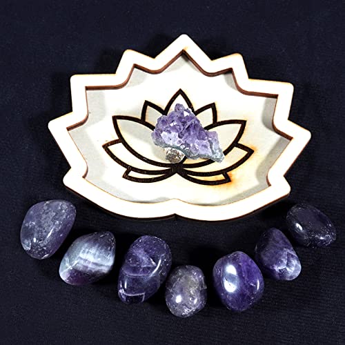 Soulnioi Lotus Wooden Tray Holder Decorative Display Flower Trays for Jewelry/Crystal/Gemstones (White) - Image 2