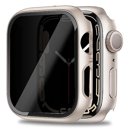 Miimall Case Compatible with Apple Watch Series 9/8/7 41mm 45mm Privacy Tempered Glass Screen Protector