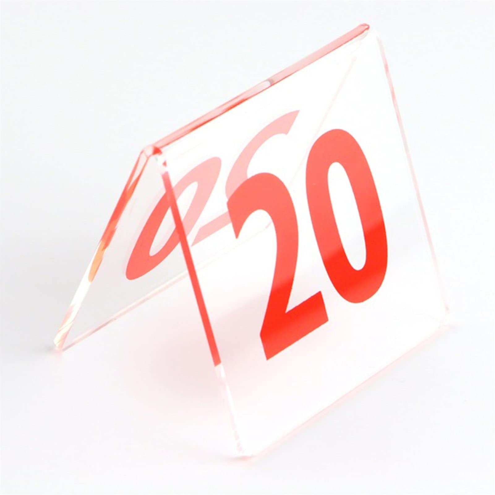 akrylowe tabliczki z numerami do restauracji, Tablica rejestracyjna na stół akrylowa czerwona 80x80mm(Red 21 to 40)