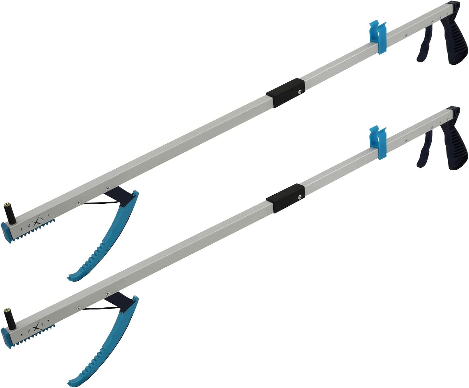 Grabber Tool 26" Stick Strong Grip - 2 Pack - Aluminum Claw, Magnetic Tip, Lightweight Foldable, Reacher Pickup Tool, Gripper Grabbers for Elderly Grab it Reaching Tool Trash Picker, Blue, By Luxet