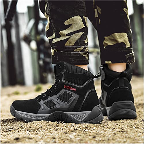 Image of Men's Hiking Boots Lightweight Mid Ankle Trekking Outdoor Non-slip Tactical Combat Boots