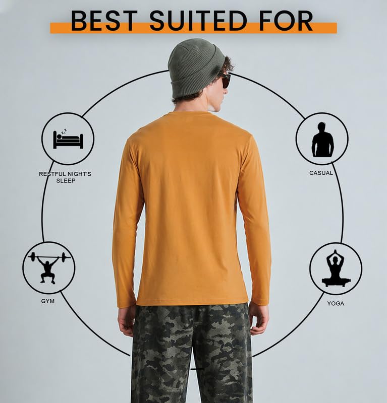 Image of Sleepynuts Regular fit Cotton Full Sleeve Plain T-Shirt for Men (Pack of 1,2,3 Size Small to 3XL)