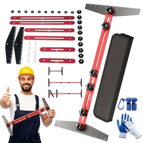 Adjustable Stair Tread Template Tool Set Stair Tread Template Tool with Storage Bag Adjustable Sliding Stair Gauge for Measuring and Installing Stairs Risers Shelves Easy to Use (with Bag)