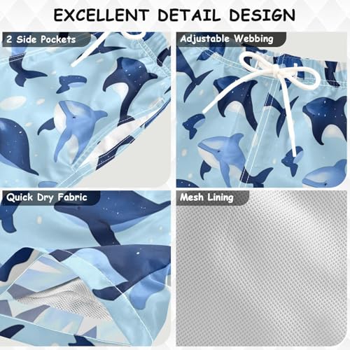 Boccsty Blue Dolphin Killer Whales Boys Swim Trunks Baby Kids Swimwear Summer Toddler Beach Board Shorts 2T3