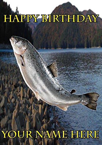 Carte D Anniversaire Personnalisee Avec Poisson Saumon Nbc17 Happy Birthday Format A5 Amazon Fr Fournitures De Bureau