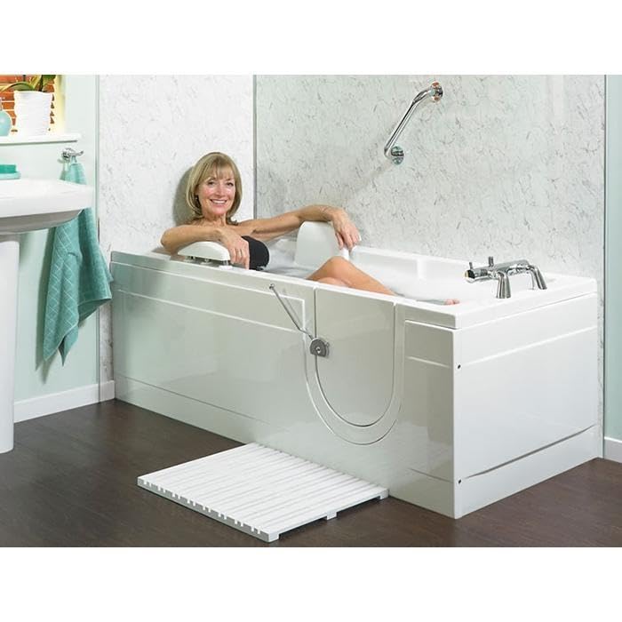 Badewanne mit Tür und Sitz Modell 17 Größe 170 x 70 cm Version links weiß