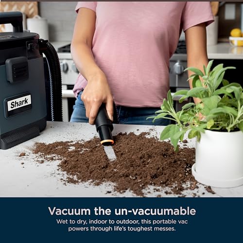 Shark MessMaster Portable Wet Dry Vacuum, 1 Gallon Capacity, True Grip Accessory Suite, Corded, Perfect for Pets & Cars, Ultra-Powerful Suction for Tough Wet & Dry Messes, Burgundy, UV105