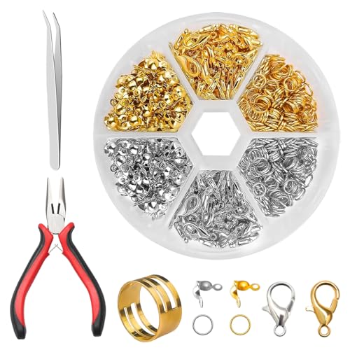 463 Piezas Cierres para Pulseras Kit Cierres para Collares Cierre de Mosquetón Anillos de Salto Abiertos Ganchos para Pulsera DIY Accesorios para Fabricación de Joyas (Oro y Plata)