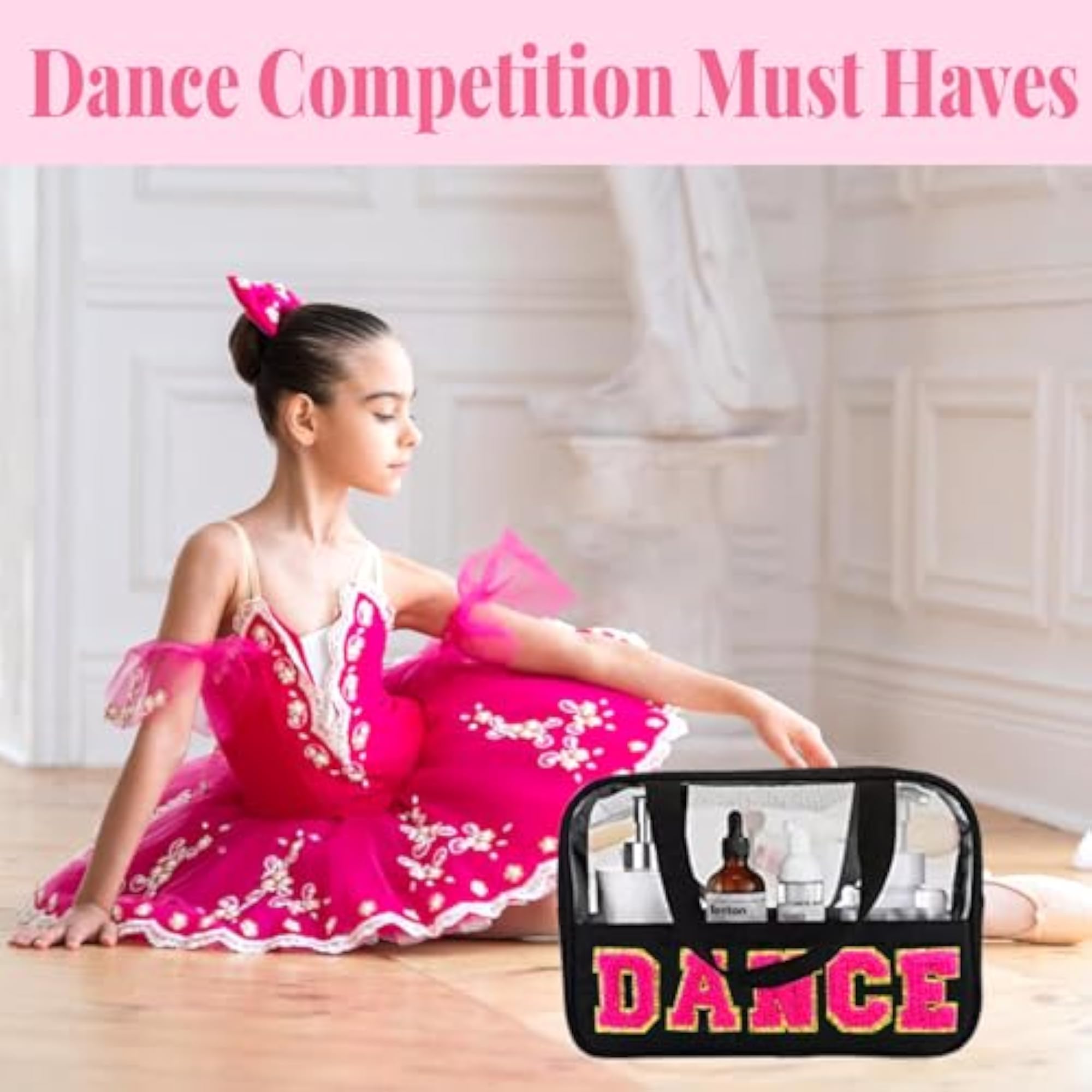 Clear-Bag, Black-Dance, 2 PCS Cosmetic Bags