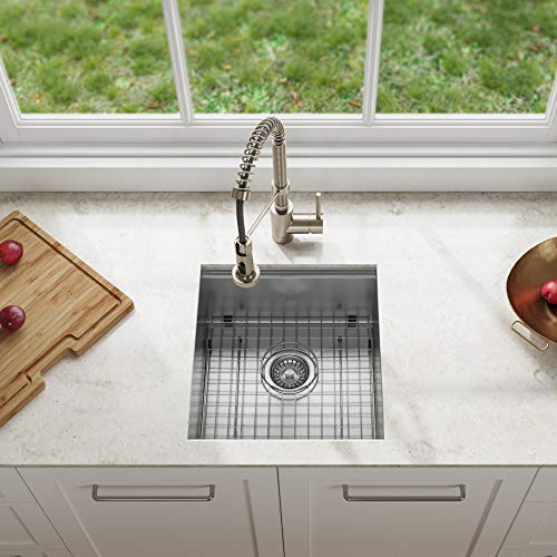 Kraus Kwu111-17 Kore Workstation Undermount 16 Gauge Single Bowl Bar Kitchen Sink With Integrated Ledge And Accessories (Pack Of 5), 17 Inch, Stainless Steel #TOP2