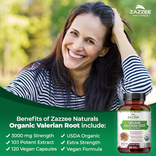 Zazzee Usda Organic Valerian Root 10:1 Extract, 3000 Mg Strength, 120 Vegan Capsules, 4 Month Supply, Valeriana Officinalis, 10X Potency, 100% Vegetarian thumb #1