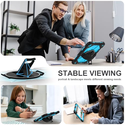 Image of Nitupai for Galaxy Tab A11 Plus /A11+ Case 2025 Galaxy Tab A9+ Case 2023 11 inch | Rugged Samsung A11+ Tablet Cover with 360 Rotating Stand Hand Strap Shoulder Strap Screen Protector, Black Blue