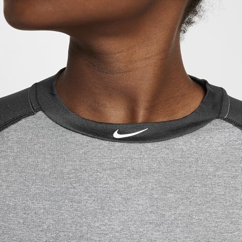 Nike Pro Big Kids' Dri-FIT 3/4-Sleeve Top (Black/Dark Grey Heather/White, HF4360-010)4
