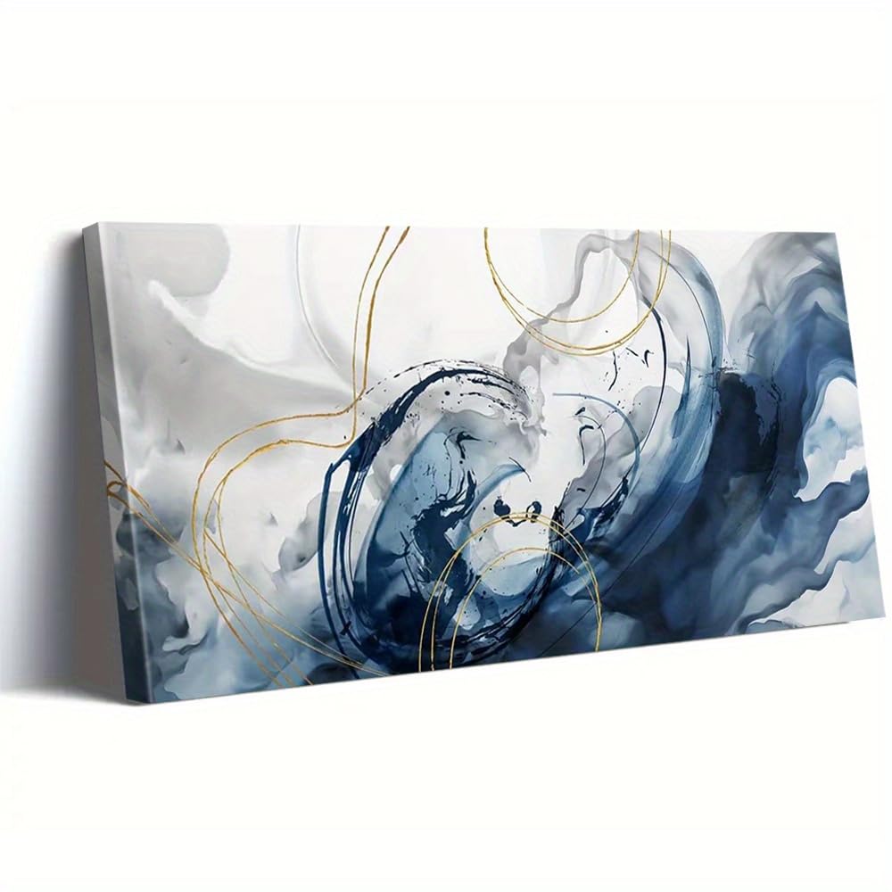 Lienzo con acuarela y lavado de tinta para pared, impresiones artísticas, pintura abstracta moderna, imágenes de gran tamaño para sala de estar y dormitorio (75 x 150 cm