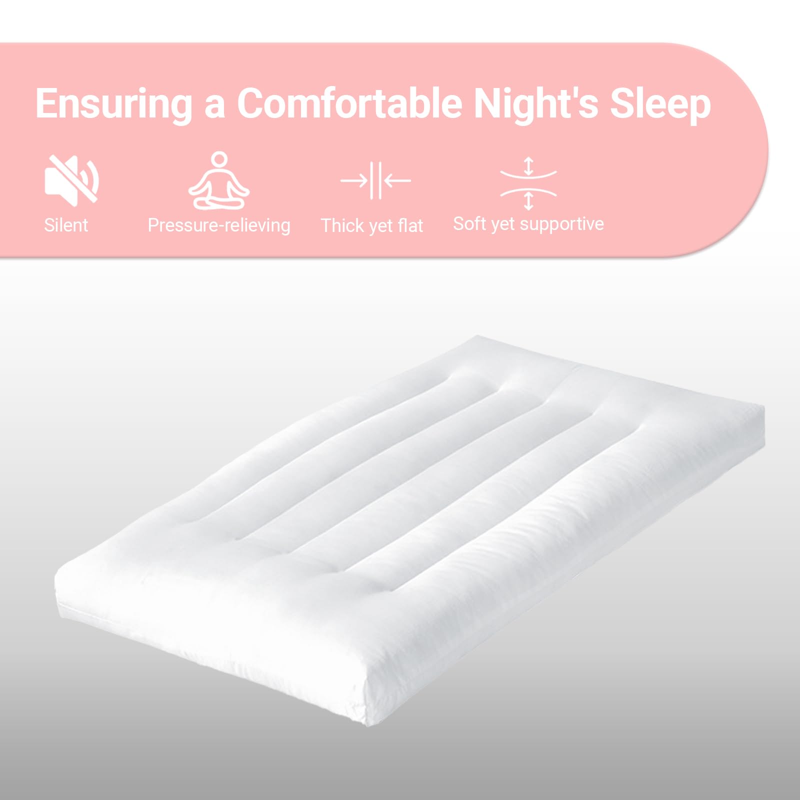 Cuscino Ultra Piatto Per Dormire, Alto 6 cm, Cuscino Sottile Per Chi Dorme Sulla Schiena e Pancia, Cuscino Basso Memory Foam per Dormire (Bianco, 65 x 40 x 6 cm)