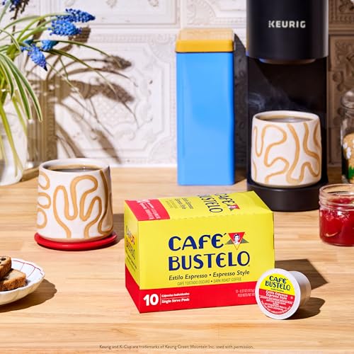 Image of Cafe Bustelo Espresso Style Dark Roast, Single Serve Coffee Pods, 10 Count (Pack of 6)