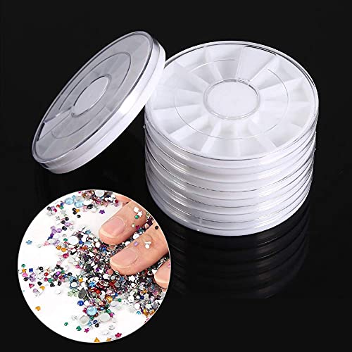 Image of Rhinestone Box Bead Container - 6Pcs /Set 12 Compartments Nail Art Decoration Gem Rhinestone Empty Wheel Box Storage Container, for Storing a Variety of Nail Art Decorations