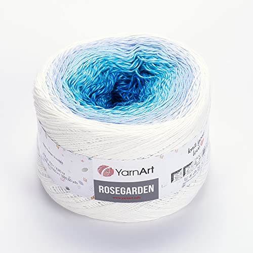 Image of Yarn Art Flowers Rosegarden 100% Cotton 250gr 8.80 oz 1094yds Multicolor Cotton Yarn Rainbow Crochet Yarn Spring Summer (305)