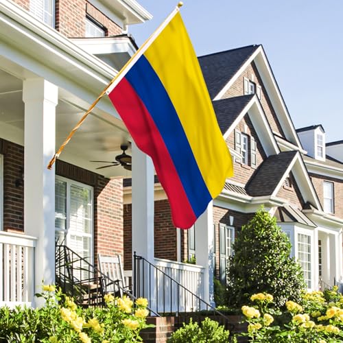 Image of AhfuLife Colombia Flag 3x5 Ft 2 PCS, Large Colombia National Flags for Outside - Double Side with Brass Eyelets for World Cup Party Decorations, Soccer Party Bar Garden Decoration Indoor Outdoor
