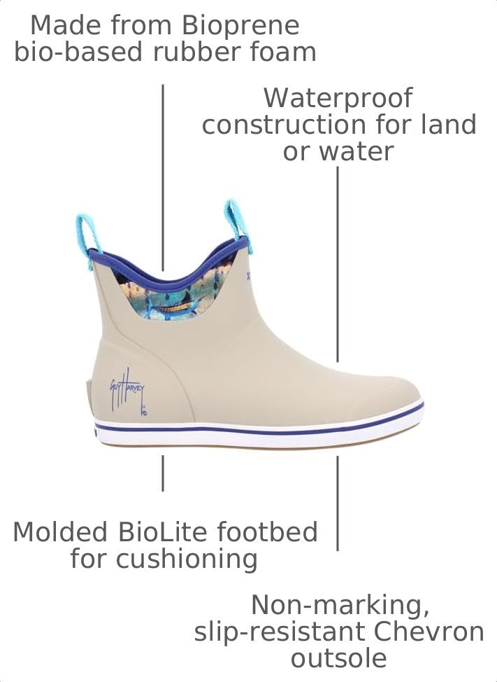 Image of XTRATUF 6 inch Men's Ankle Deck Boot Guy Harvey - Lightweight, 100% Waterproof Rubber Footwear - Non-Marking, Slip-Resistant Outsole - Moisture-Wicking Liner