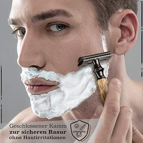 boopan® Premium RASIERHOBEL mit Griff aus Bambus nachhaltig inkl. 5 Rasierklingen - ZERO WASTE Rasierer Set für Damen & Herren - geschlossener Kamm - plastikfrei inkl. eBook - Image 6